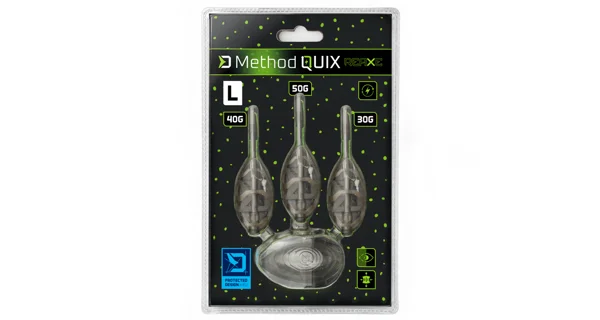 DELPHIN - Sada krmítek s formičkou Method QUIX Reaxe L 3+1 30 g + 40 g + 50 g