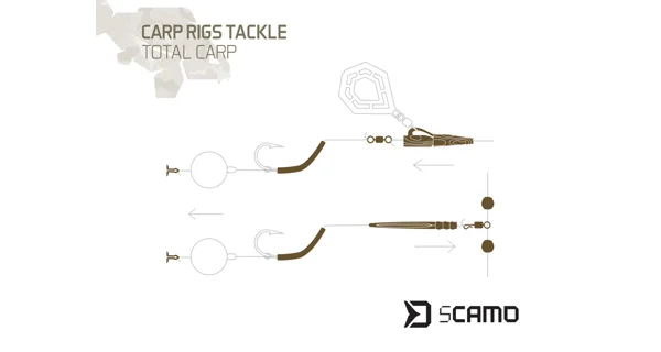 DELPHIN - Set kaprařských montáží sCAMO Total CARP Závěsky, převleky, obratlíky a zarážky 10 setů