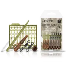 DELPHIN - Set kaprařských montáží sCAMO Total CARP Závěsky, převleky, obratlíky a zarážky 10 setů