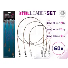 DELPHIN - Set ocel. lanek BOMB! S obr. a karab. 49 vláken 9,11,14 kg 30,35,40 cm 60 ks