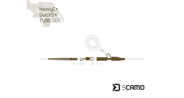 DELPHIN - Set závěsky, převleky a obratlíky sCAMO HeavyC + QuickS vel. 4 + Tube 5 ks