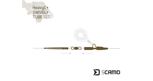 DELPHIN - Set závěsky, převleky a obratlíky sCAMO HeavyC + Swivel vel. 4 + Tube 5 ks