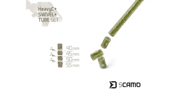 DELPHIN - Set závěsky, převleky a obratlíky sCAMO HeavyC + Swivel vel. 4 + Tube 5 ks