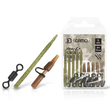 DELPHIN - Set závěsky, převleky a obratlíky sCAMO HeavyC + Swivel vel. 4 + Tube 5 ks