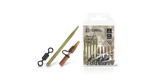 DELPHIN - Set závěsky, převleky a obratlíky sCAMO HeavyC + Swivel vel. 4 + Tube 5 ks