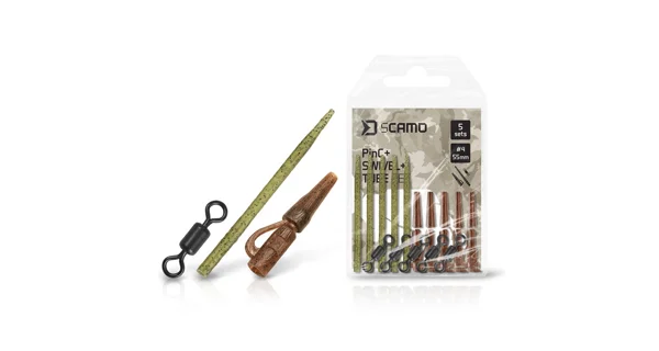 DELPHIN - Set závěsky, převleky a obratlíky sCAMO PinC + Swivel vel. 4 + Tube 5 ks