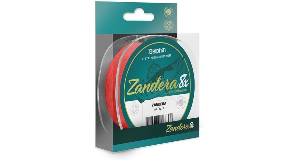 DELPHIN - Šňůra Zandera 8 150 m 0,14 mm červená