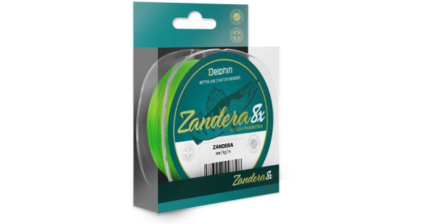 DELPHIN - Šňůra Zandera 8 150 m 0,20 mm fluo zelená