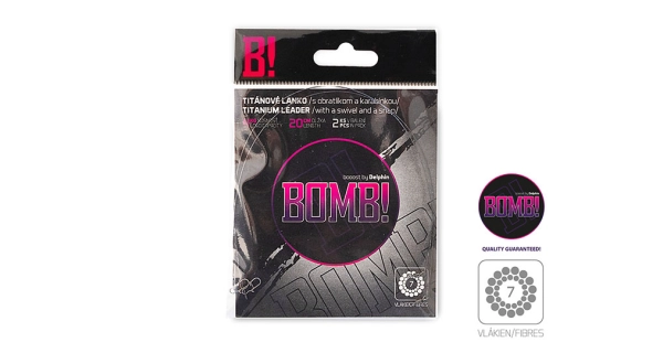 DELPHIN - Titanové lanko 1X7 BOMB! S obratlíkem a karabinkou 45 cm 20 kg 2 ks