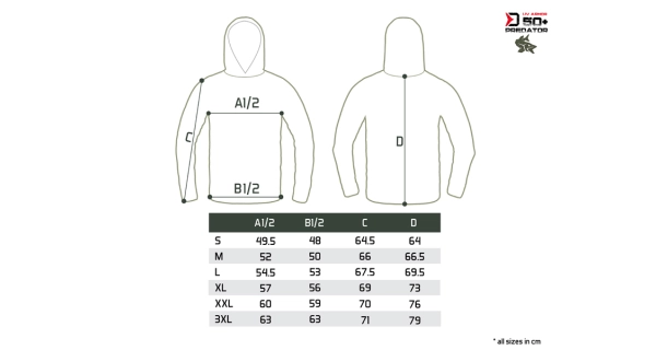 DELPHIN - Tričko s kapucí UV Armor 50+ Predator vel. 3XL