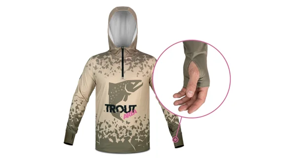 DELPHIN - Tričko s kapucí UV ARMOR 50+ Trout vel. S
