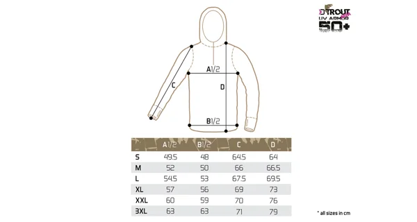 DELPHIN - Tričko s kapucí UV ARMOR 50+ Trout vel. S