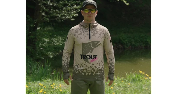 DELPHIN - Tričko s kapucí UV ARMOR 50+ Trout vel. S