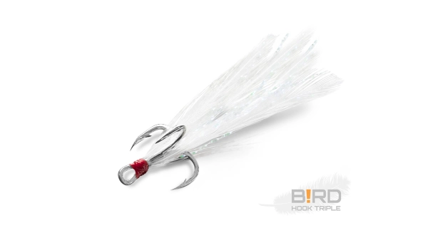DELPHIN - Trojháček Bird Hook Triple Bílá pírka 3 ks vel. 4