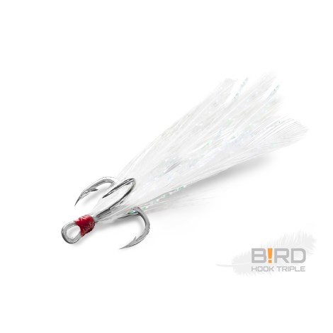 DELPHIN - Trojháček Bird Hook Triple Bílá pírka 3 ks vel. 6