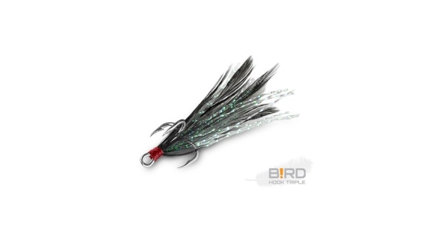 DELPHIN - Trojháček Bird Hook Triple Černá pírka 3 ks vel. 6