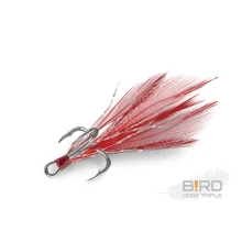 DELPHIN - Trojháček Bird Hook Triple Červená pírka 3 ks vel. 10