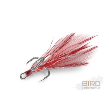 DELPHIN - Trojháček Bird Hook Triple Červená pírka 3 ks vel. 4