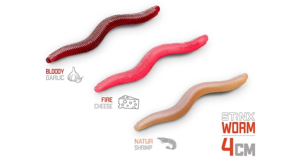 DELPHIN - Umělá nástraha B! StinxWorm 50 ks 4 cm Garlic Bloody