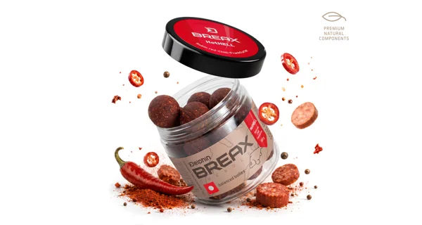 DELPHIN - Vyvážené boilies BreaX HotHELL Robin red Chilli Fr.Klobása 16 mm 100 g
