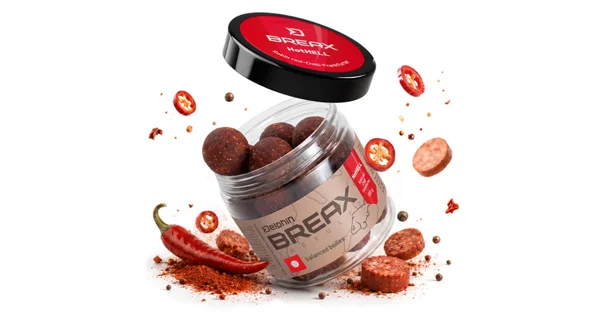 DELPHIN - Vyvážené boilies BreaX HotHELL Robin red Chilli Fr.Klobása 24 mm 100 g