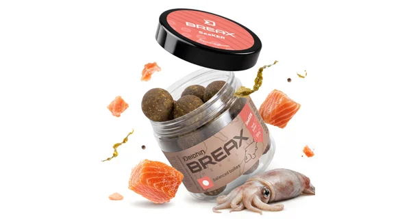 DELPHIN - Vyvážené boilies BreaX SeaKER Oliheň Losos 20 mm 100 g
