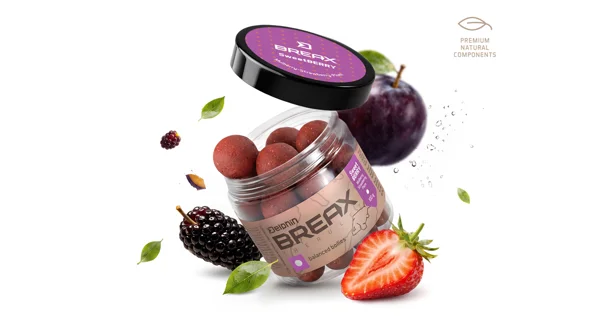 DELPHIN - Vyvážené boilies BreaX SweetBERRY Moruše Jahoda Švestka 24 mm 100 g