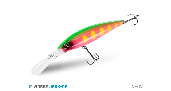 DELPHIN - Wobler WOBBY JERK-DP Suspending 9 cm 12,5 g Neon