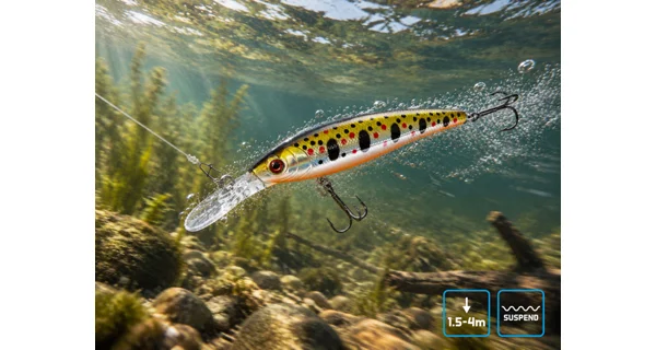 DELPHIN - Wobler WOBBY JERK-DP Suspending 9 cm 12,5 g Redface