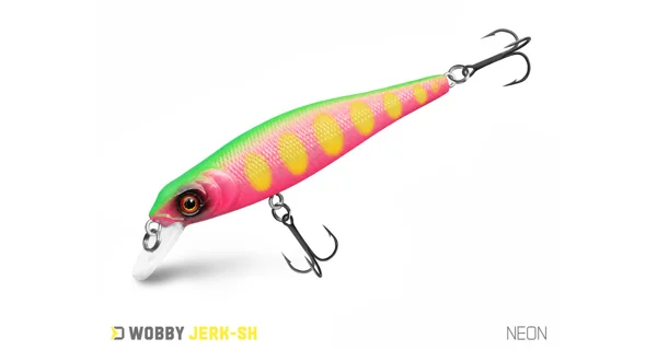 DELPHIN - Wobler WOBBY JERK-SH Suspending 8 cm 6,5 g Neon