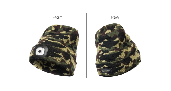 DELPHIN - Zimní čepice s dobíjecím světlem CamouLed