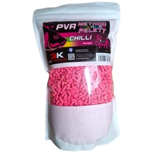 DK FISHING - Rozpustné pelety PVA Method Color 4 mm 1 kg Chilli