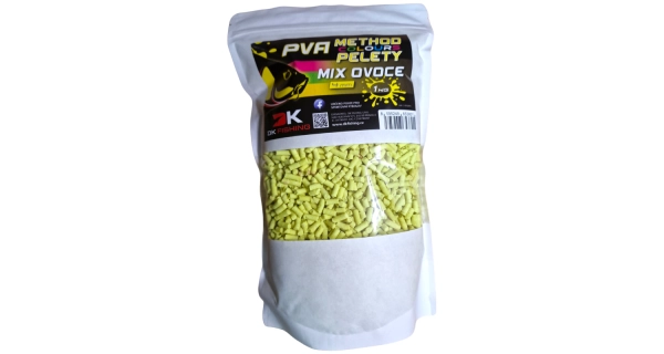 DK FISHING - Rozpustné pelety PVA Method Color 4 mm 1 kg Ovoce