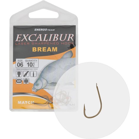 EXCALIBUR - Háček Bream Match Brown vel. 14