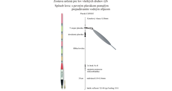 EXPERT PLAVÁKY - Rybářský balz. splávek (wagler) expert 8 ld + 4,0 g / 33 cm