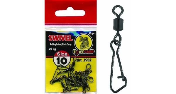 EXTRA CARP - Pevnostní obratlík s karabinkou 10 ks 6 kg vel. 20