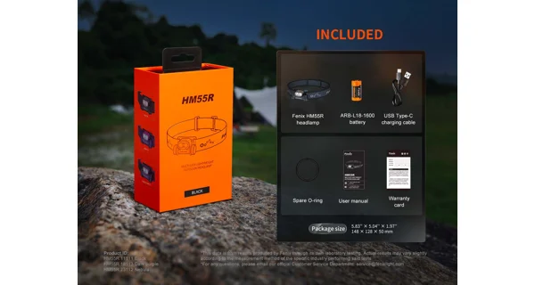 FENIX - Nabíjecí čelovka HM55R Celočerná