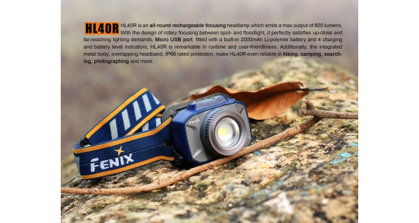 FENIX - Nabíjecí zaostřovací čelovka Grey HL40R