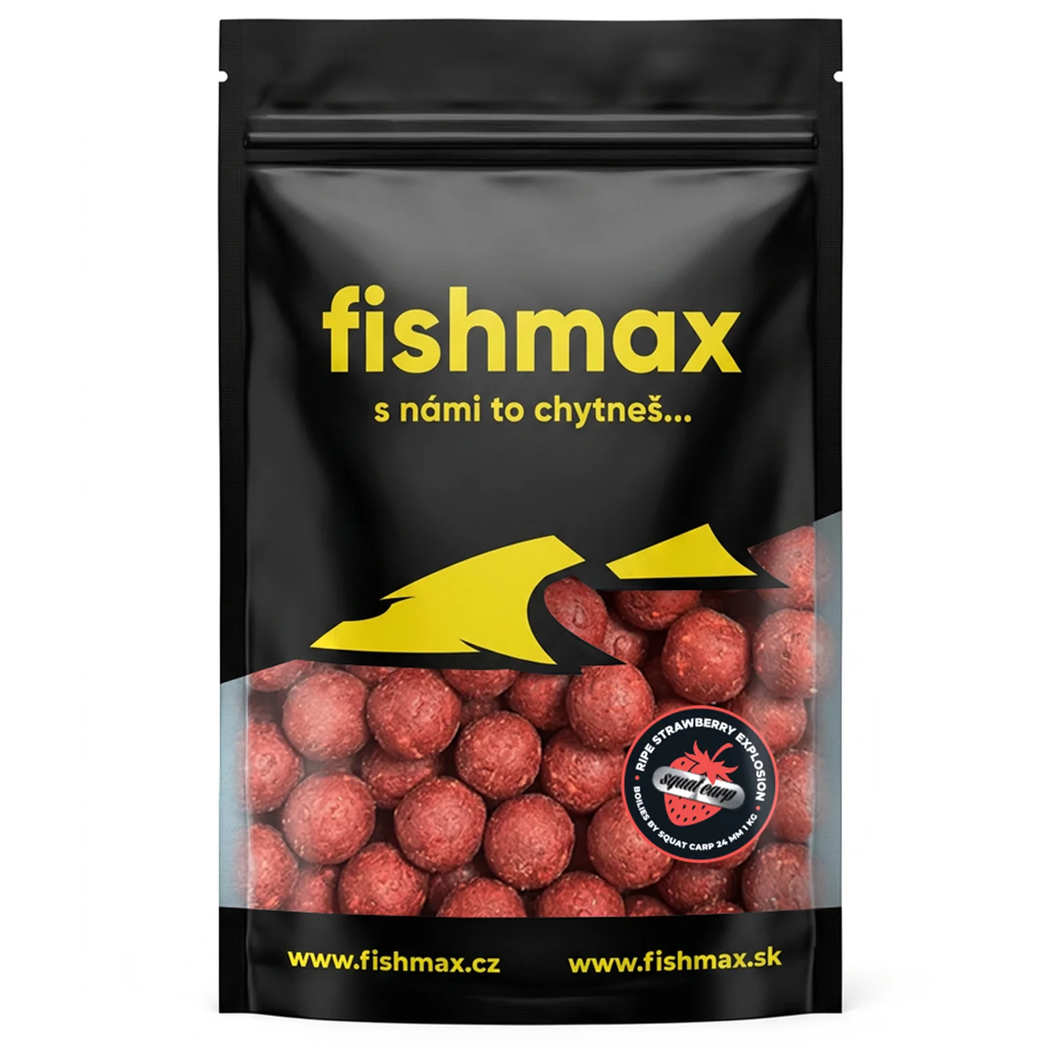 FISHMAX FISHMAX - Boilie By Squat Carp Strawbery Explosion 24 mm 1 kg