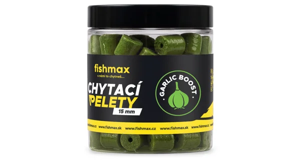 FISHMAX - Chytací pelety v dipu Garlic Boost 15 mm