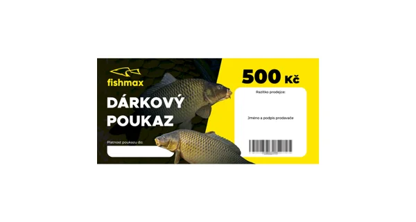 FISHMAX - Papírový dárkový poukaz 500 Kč na nákup v prodejně