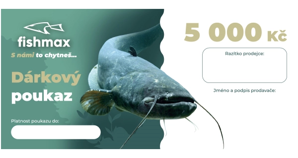 FISHMAX - Papírový dárkový poukaz 5000 Kč na nákup v prodejně