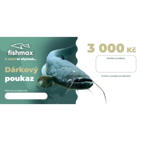 FISHMAX - Papírový dárkový poukaz v hodnotě 3000 Kč