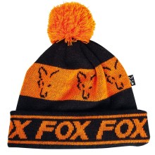 FOX - Čepice zimní black / orange lined bobble