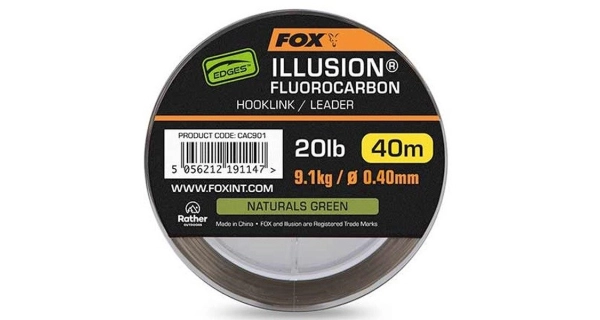 FOX - Fluorocarbon Edges Illusion Hooklink Leader Narutals Green 0,40 mm 9,1 kg 40 m