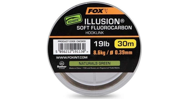 FOX - Fluorocarbon Edges Illusion Soft Hooklink Naturals Green 0,39 mm 8,6 kg 30 m