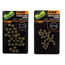 FOX - Gumové korálky Tapered Bore Beads Trans Khaki 4 mm 30 ks