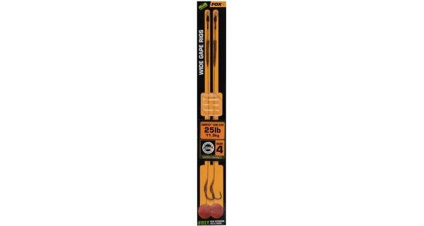 FOX - Hotový návazec Edges Wide Gape Rigs vel. 4 25 lb Camotex Semi Stiff 2 ks