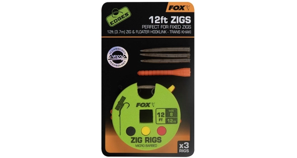 FOX - Hotový návazec Edges Zig Rigs vel. 8 12 ft 3,7 m 3 ks
