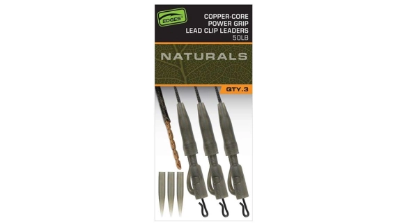 FOX - Montáž Edges Naturals Copper Core Power Grip Lead Clip Leaders 75 cm 3 ks